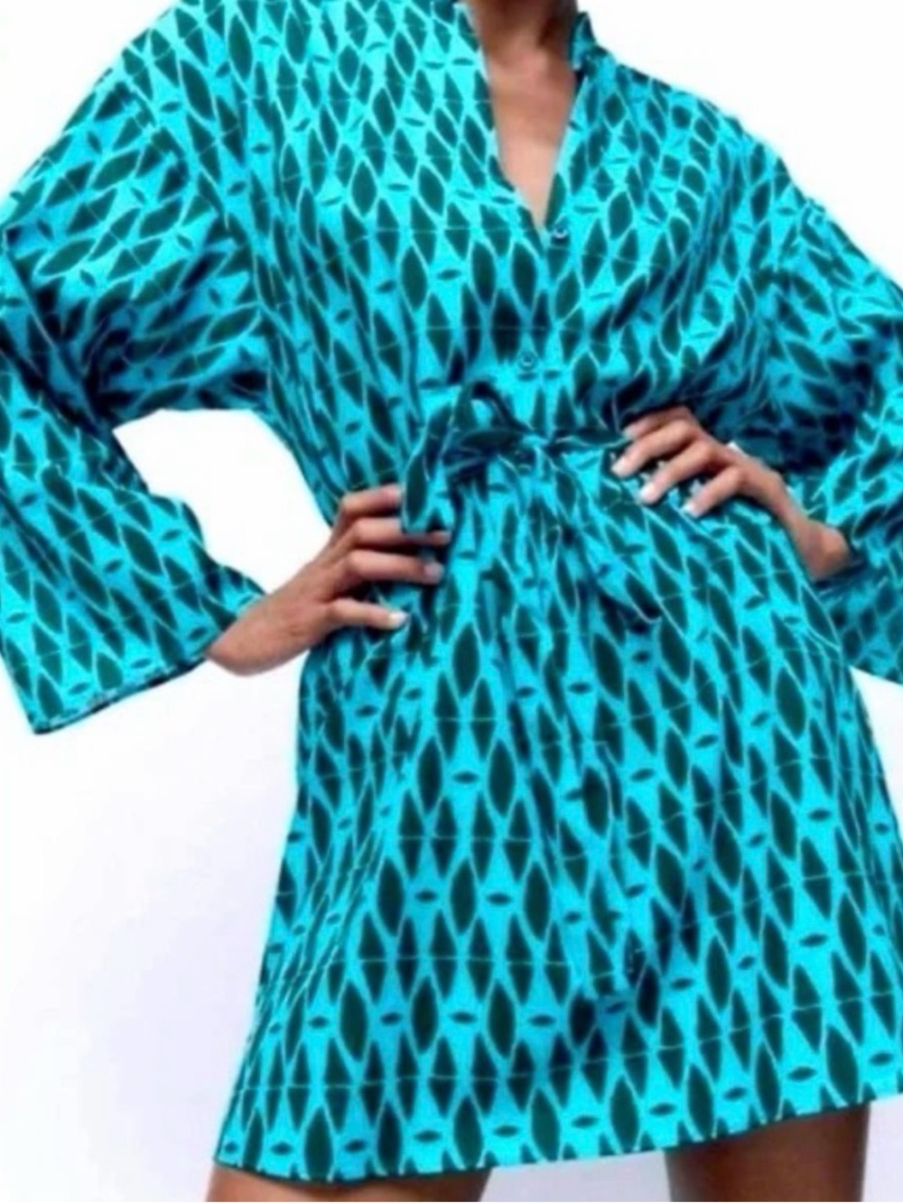 Zara Turquoise Patterned dress